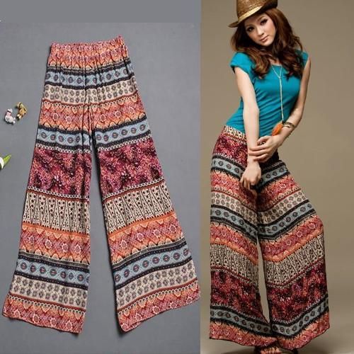 flower wide leg pants