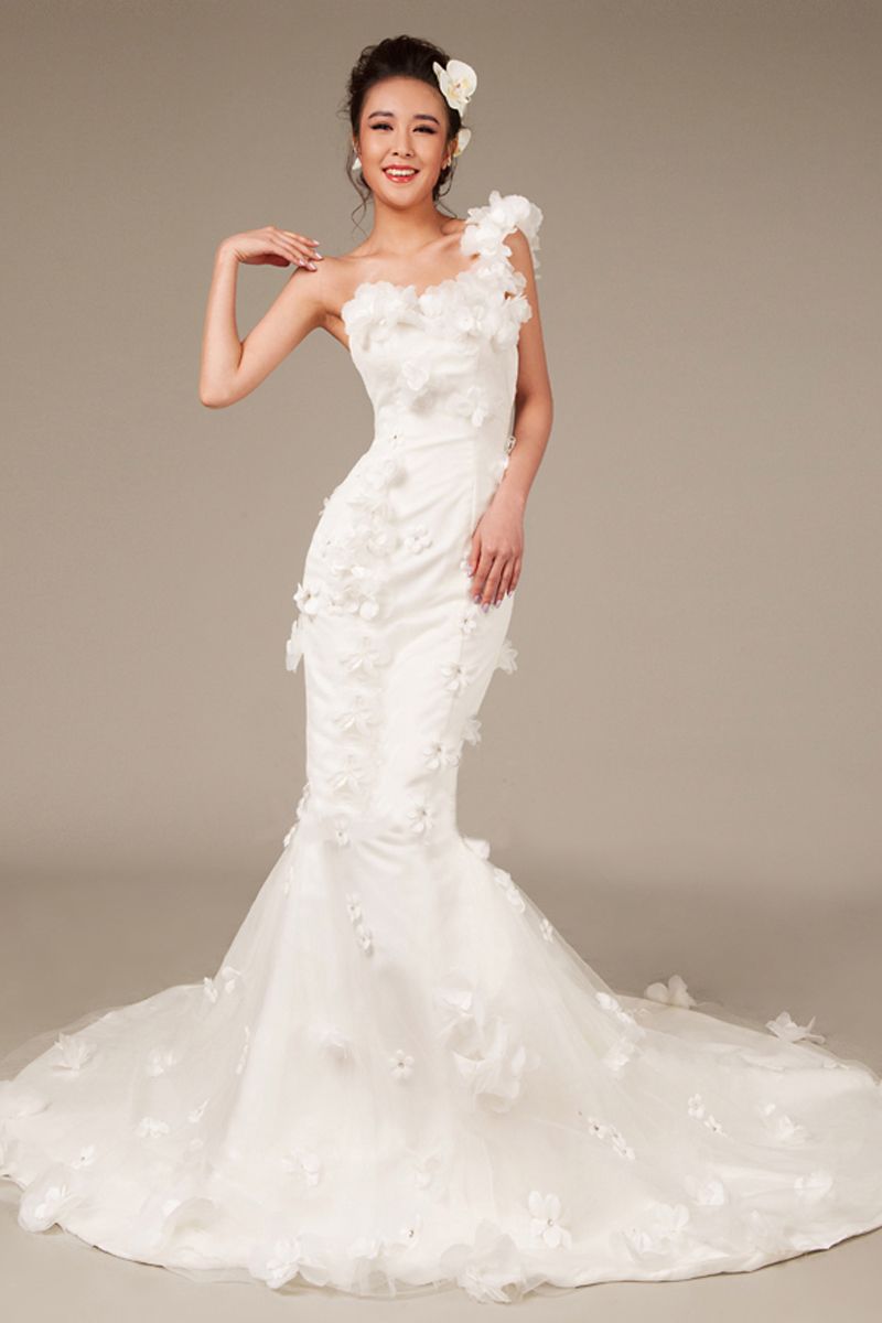 2019 year for lady- Shoulder one Ivory wedding dresses pictures 2019 year look- Shoulder one Ivory wedding dresses pictures