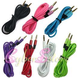 Wholesale 100pcs colorful cm mm to mm audio Car Aux Extension Cable for mp3 for phone Speaker