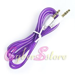 Wholesale 100pcs colorful mm to mm audio Car Aux Extension Cable Transparent Crystal for mp3 for phone Speaker