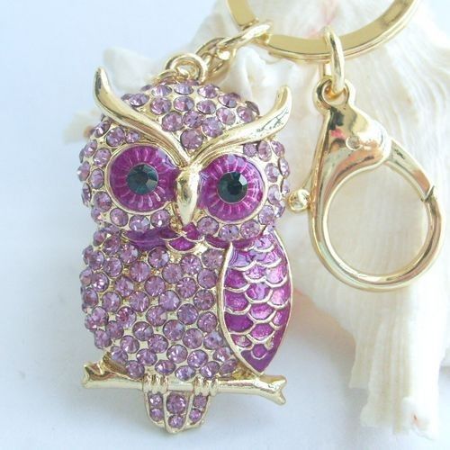 Online Cheap Charming Bird Owl Key Chain W Purple Rhinestone Crystals Kpy03502c1 By Freebee2009