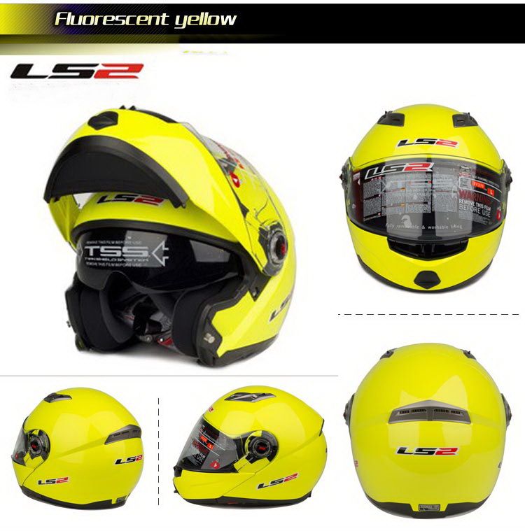 Ece Dot Ls2 Undrape Face Helmet Motorcross Helmet With Abs And Yellow Color Moto Racing Helmet