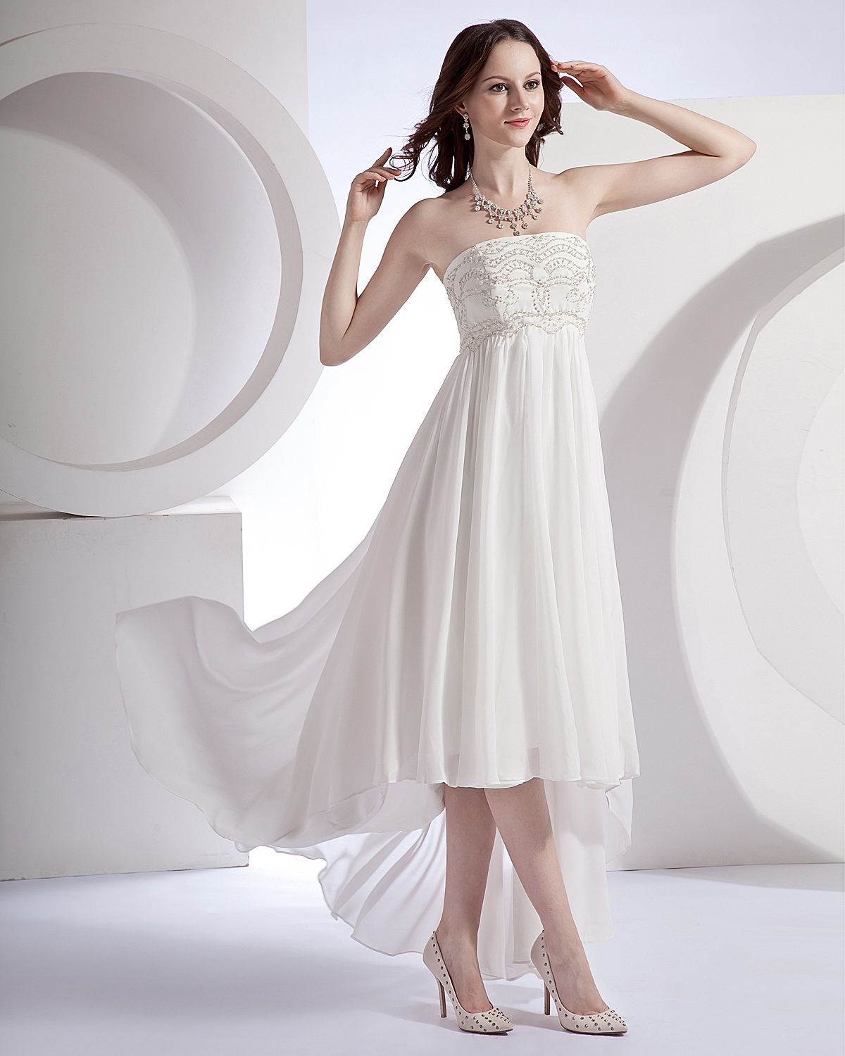 A Line Strapless Simple Garden Wedding Dresses Weding Party Bridesmaid
