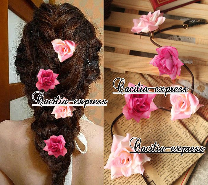 20 Rose Flower Women's Hair Extensions Clip in Hair Extension Women