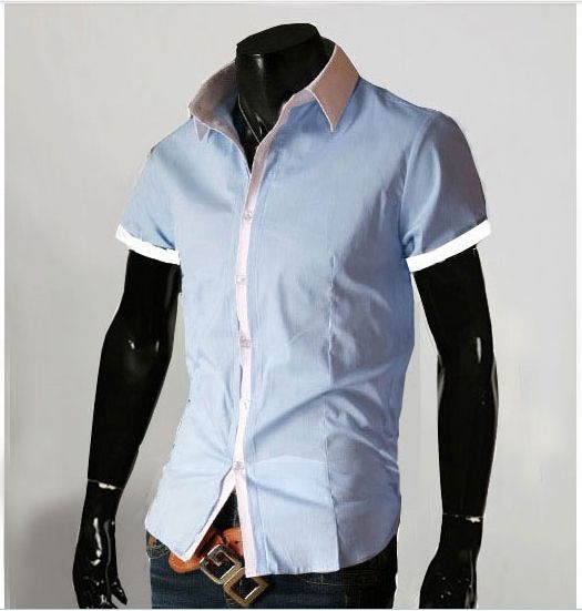 2018 2015 Men'S Short Sleeved Shirt Formal Wear Collar Shirt Denim Shirt Long Sleeved Shirt Men