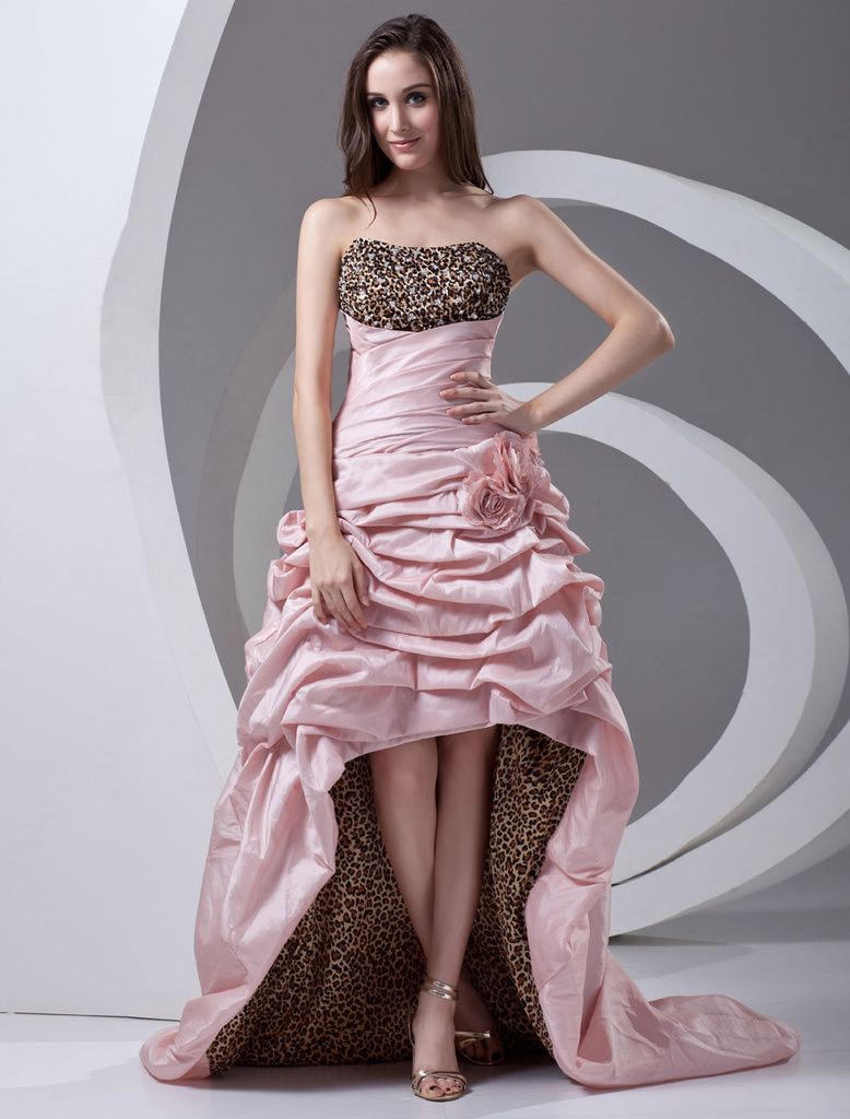 wholesale - a-line pink taffeta ruched strapless
