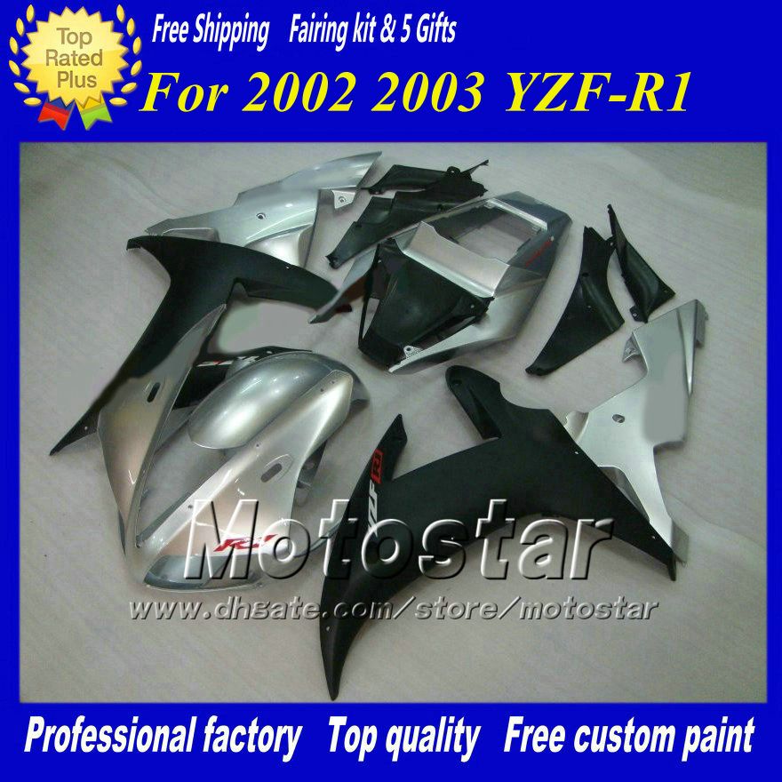 Matte black & Silver bodywork fairings for YZF R1 2002 2003 YZFR1 02 03 YZF-R1 full fairing kit + 7 gifts, Multi-color
Matte black & Silver bodywork fairings for YZF R1 2002 2003 YZFR1 02 03 YZF-R1 full fairing kit + 7 gifts, Multi-color