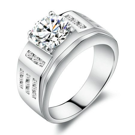 JPF Swiss Diamond 925 Silver Rings Men's Rings Men can be engraved ...