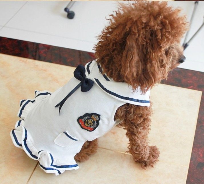 2017 Cool Pet Navy Suit Summer Naval Uniform For Dogs Cats 100 Cotton