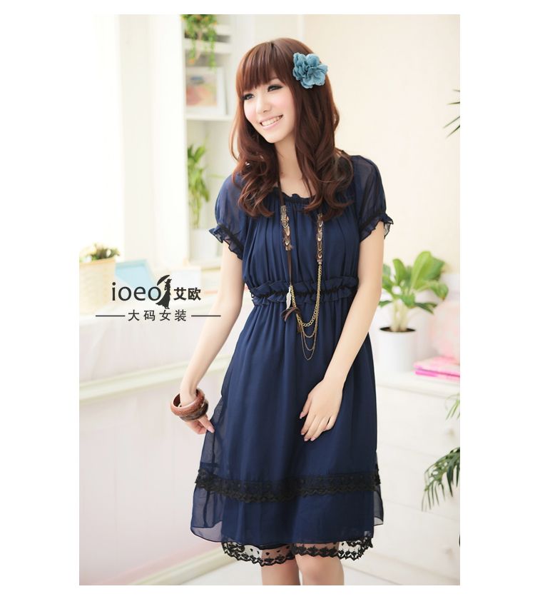 New women's Ladies fashion casual knee length dress Summer 2013 3XL ...