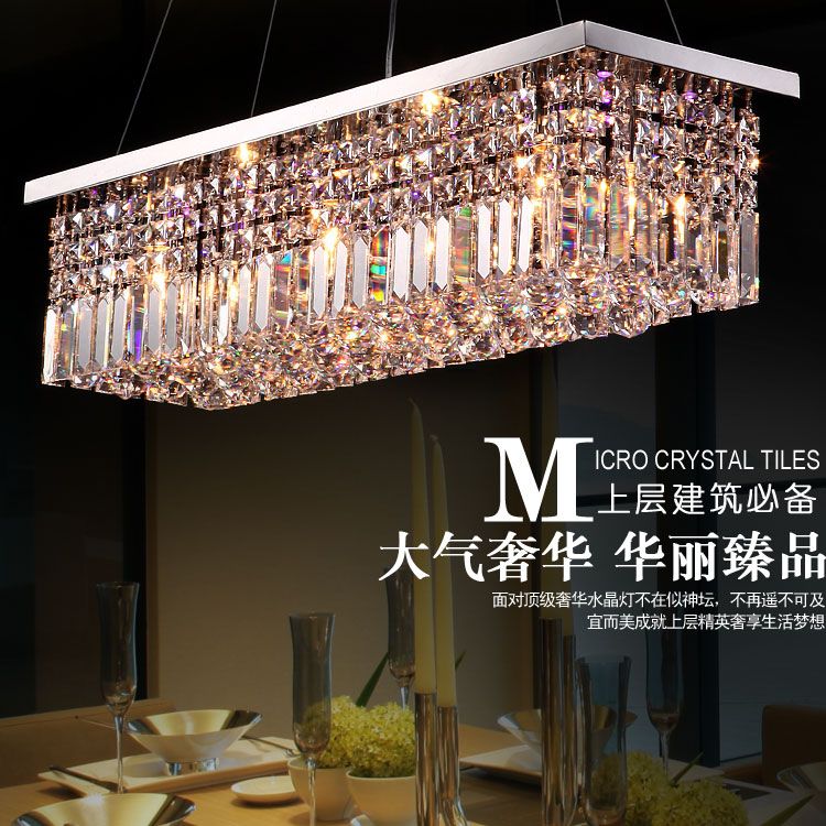 2017 Crystal Pendant Light Rectangle Led Lamps Modern Ceiling Bar