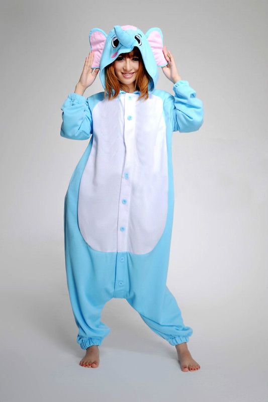 Elephant Animal Onesie Hoodie Costume Kigurumi Cosplay Coral Fleece