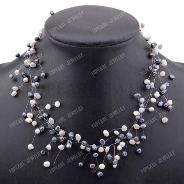 Teboer Ювелирные Изделия Белый Черный Самородок Жемчуг Иллюзия Ожерелье 17 Дюймов Се 
Teboer Ювелирные Изделия Белый Черный Самородок Жемчуг Иллюзия Ожерелье 17 Дюймов Се