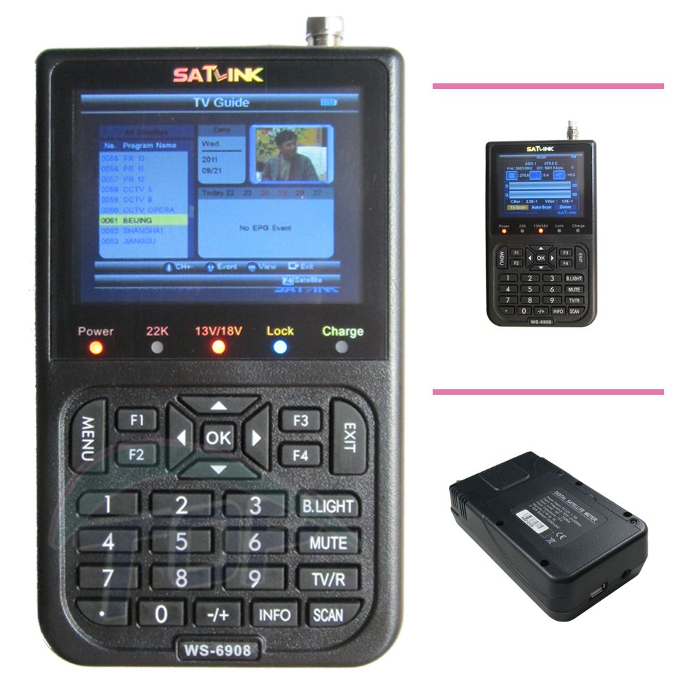 Satlink Ws 6908 Dvb S Fta Digital Satellite Finder Meter Dhl Satellite