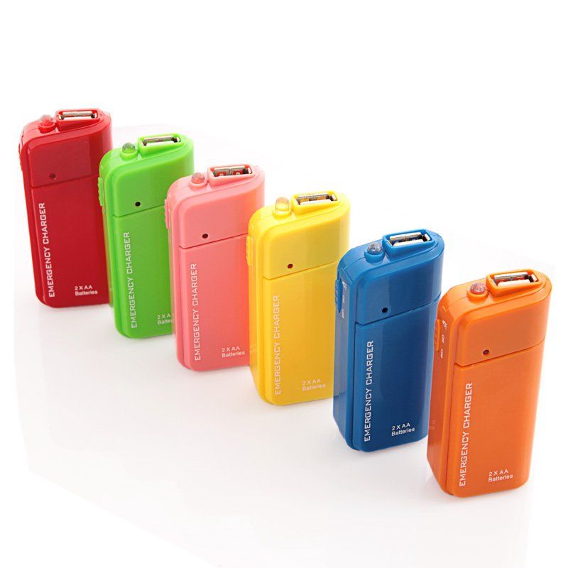 Portable Usb Emergency Charger Aa Battery Charger+ Flashlight For