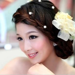 Short hair feathers pearl bridal jewelry accessories diamond lace head ...