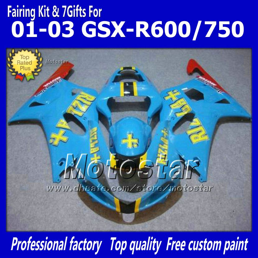 Motorcycle fairings for SUZUKI GSXR 600 750 K1 2001 2002 2003 GSXR600 GSXR750 01 02 03 R600 R750 light blue abs fairing ff63, Multi-color
Motorcycle fairings for SUZUKI GSXR 600 750 K1 2001 2002 2003 GSXR600 GSXR750 01 02 03 R600 R750 light blue abs fairing ff63, Multi-color