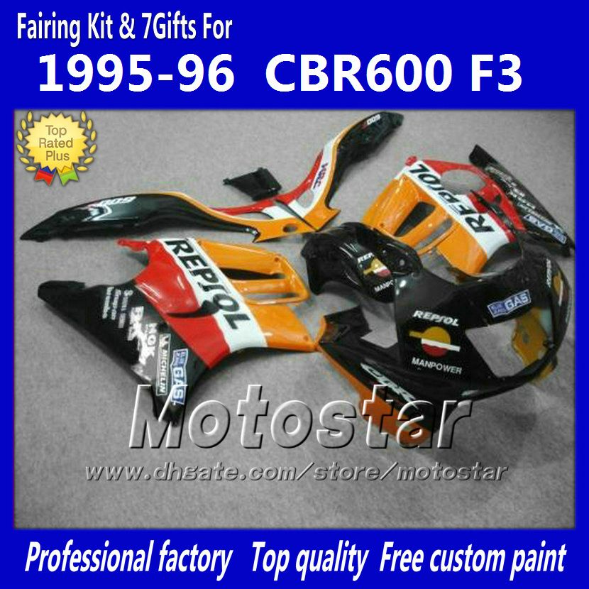 Bodywork fairings set for HONDA CBR600F3 95 96 CBR600 F3 1995 1996 CBR 600 F3 95 96 orange Repjol custom fairings, Multi-color
Bodywork fairings set for HONDA CBR600F3 95 96 CBR600 F3 1995 1996 CBR 600 F3 95 96 orange Repjol custom fairings, Multi-color
