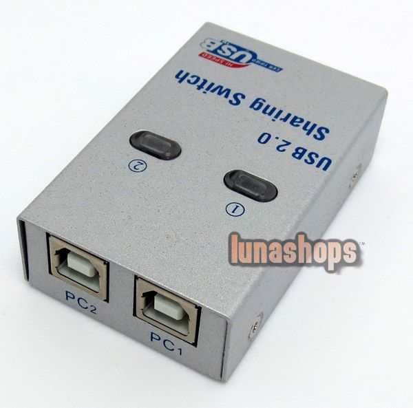 2 Port Usb 2.0 Auto Sharing Switch Switcher Hub Box Led For Pc Printer