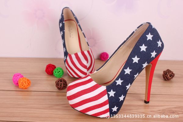 40 41 42 43 44 45 Big Size women\u0026#39;s USA FLAG shoes sexy red bottoms ...