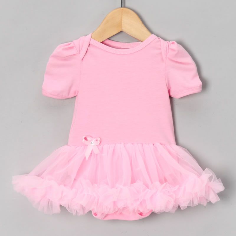 2017 Pink Baby Dresses Infant Rompers New Bown Ball Gown Bodysuits Tutu Dress Pettiskirt Tutu