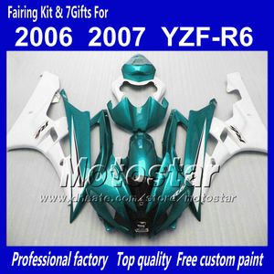 Yamaha için Yarış Fairings 2006 2007 YZF-R6 06 07 YZFR6 06 07 YZF R6 YZFR600 Parlak Su Mavisi Beyaz Özel Fairings Kit Pp39