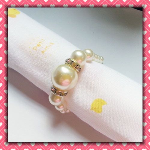 Lowest Price White Pearls Napkin Rings Wedding Wholesale Excell Napkin