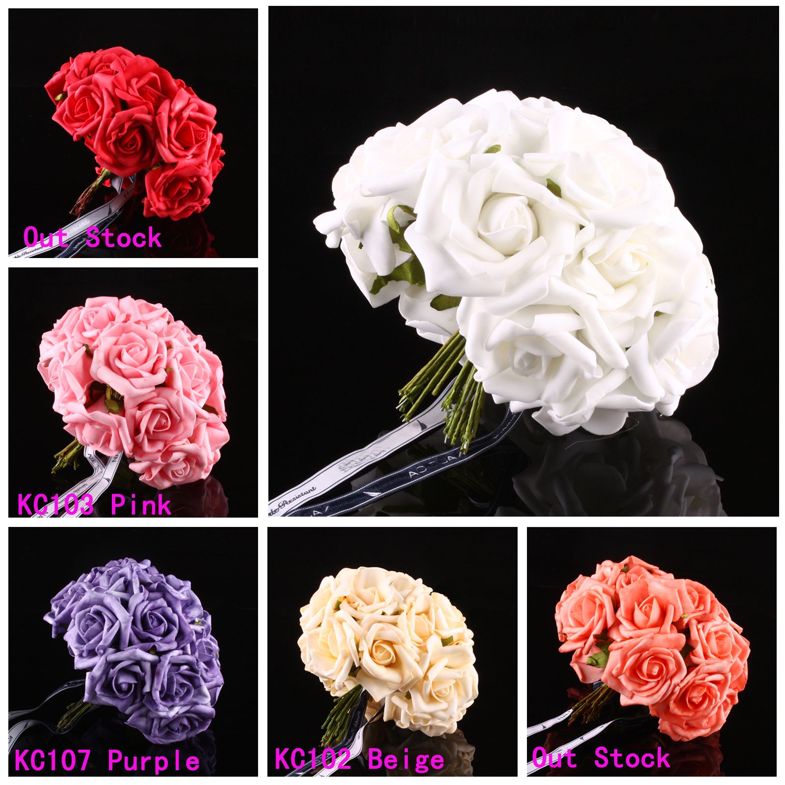Rose Bridal Wedding Latex Real Touch Flowers Bouquets Diy Charm Single