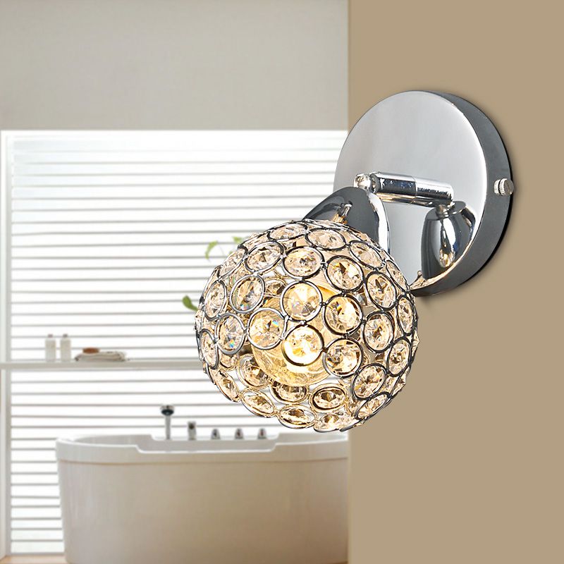 2017 Modern Crystal Wall Lamp Crystal Sconces, Chrome+Clear Crystal Lighting Ceiling Lamp Ball ...