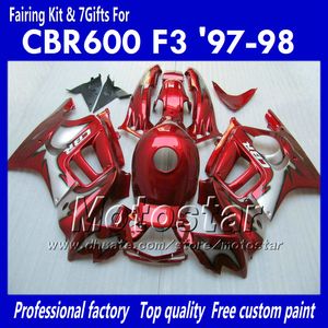 Honda CBR600 F3 97 98 CBR 600 F3 1997 1998 CBR 600F3 97 98 Tüm Parlak Kırmızı Özel ABS Fairings