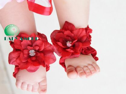 Toddler Baby Barefoot Socks Sandals Shoes Children Rose Foot Ornaments ...