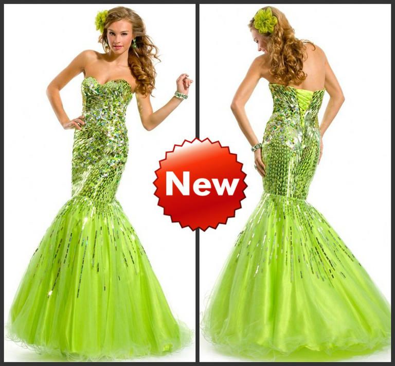 Neon green mermaid prom dresses 2017 Neon green mermaid prom dresses 2017