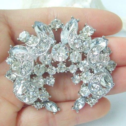 Silver Plated Purple and Lilac Crystal Star and Moon Wrealth Brooch pin