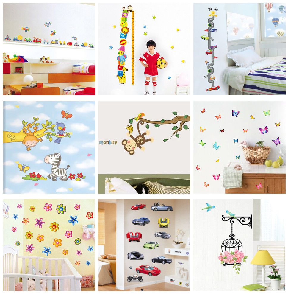Kids Wall Stickers Decals Nursery Wall Art Decal Sticker Decor 33x60cm
