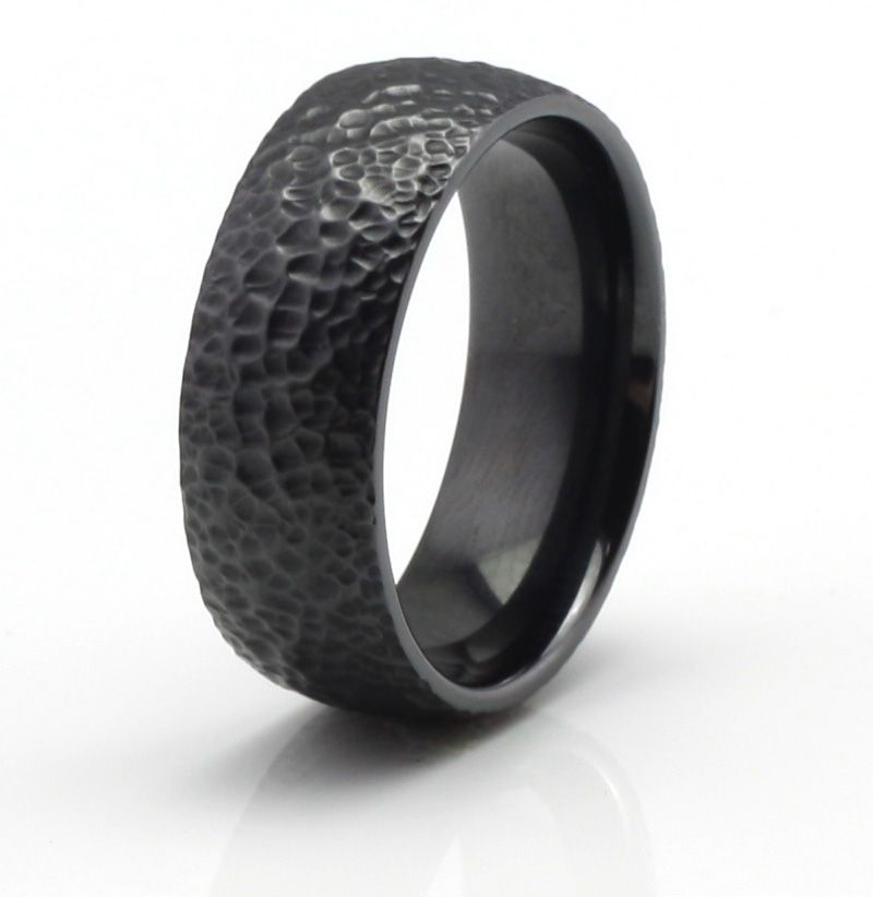 Pure Titanium Ring with engraved black plated Men's Wedding Band ...