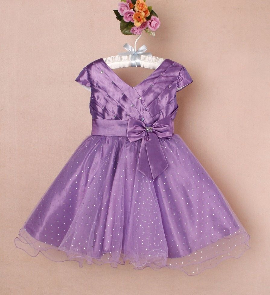 Girl Party Dress Children Shining Purple Voile Dress Baby Wedding ...