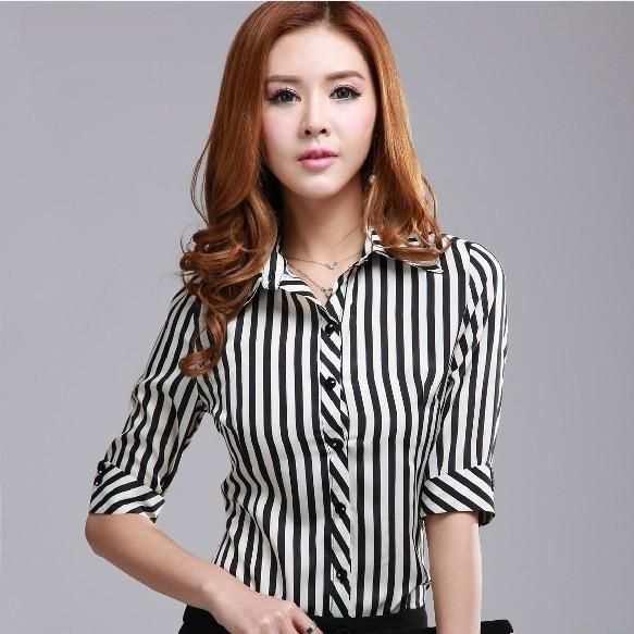 womens black and white stripe shirt