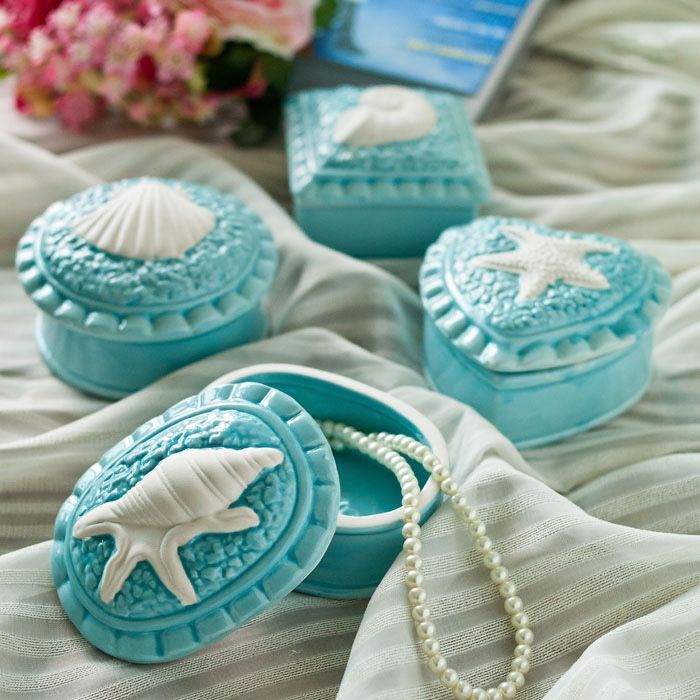 2017 Ocean Life Blue Ceramic Gift Box Container For Small Jewelry