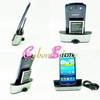 Wholesale 2 in USB Cradle Dock Battery Charger Charging Desktop Micro Cable Stand Station for Samsung Galaxy SIV S4 i9500