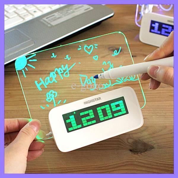 2017 Luminous Message Board Digital Alarm Clock Port Usb Hub Led