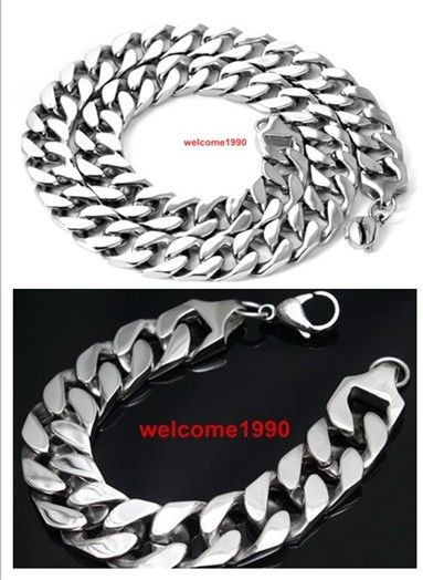 Factory price 1set 16mm heavy cool men's jewelry set high-grade Stainless Steel silver casting cuban chain necklace&bracelet,free shipping
Factory price 1set 16mm heavy cool men's jewelry set high-grade Stainless Steel silver casting cuban chain necklace&bracelet,free shipping