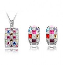 Hot New Free Shipping With Tracking Number Fashion Temperament queen Crystal Necklaces Earrings Bracelet Chains set 743