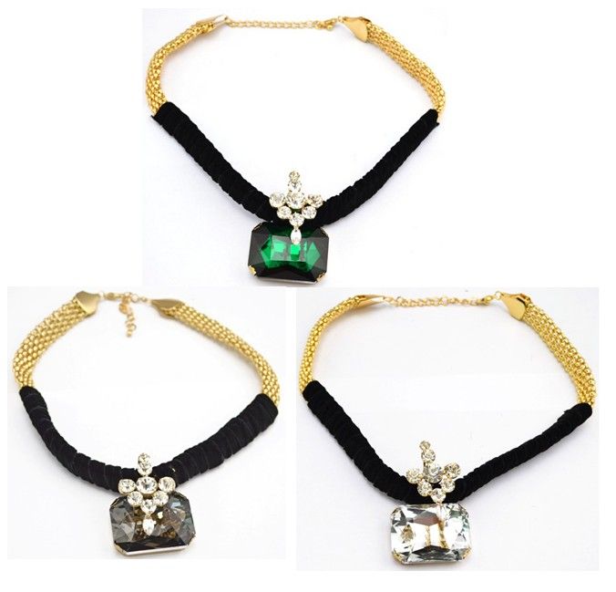 New Fashion Gold Plated Ribbon Chain Clear Green Grey Big Crystal Choker Pendant Necklace, Golden;silver
New Fashion Gold Plated Ribbon Chain Clear Green Grey Big Crystal Choker Pendant Necklace, Golden;silver