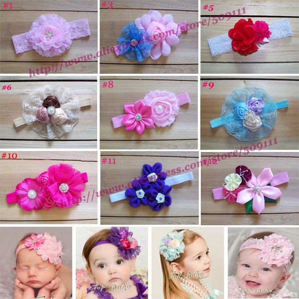 549 New baby headband with name 412 Baby Shabby Flower Headbands Newborn/Infant Baby Girl Headband with   