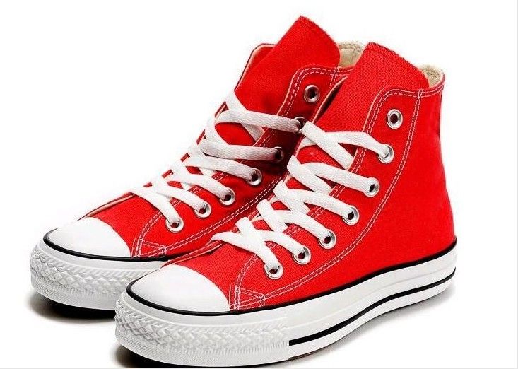 red canvas high top sneakers