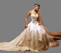 Gold embroidered wedding dress