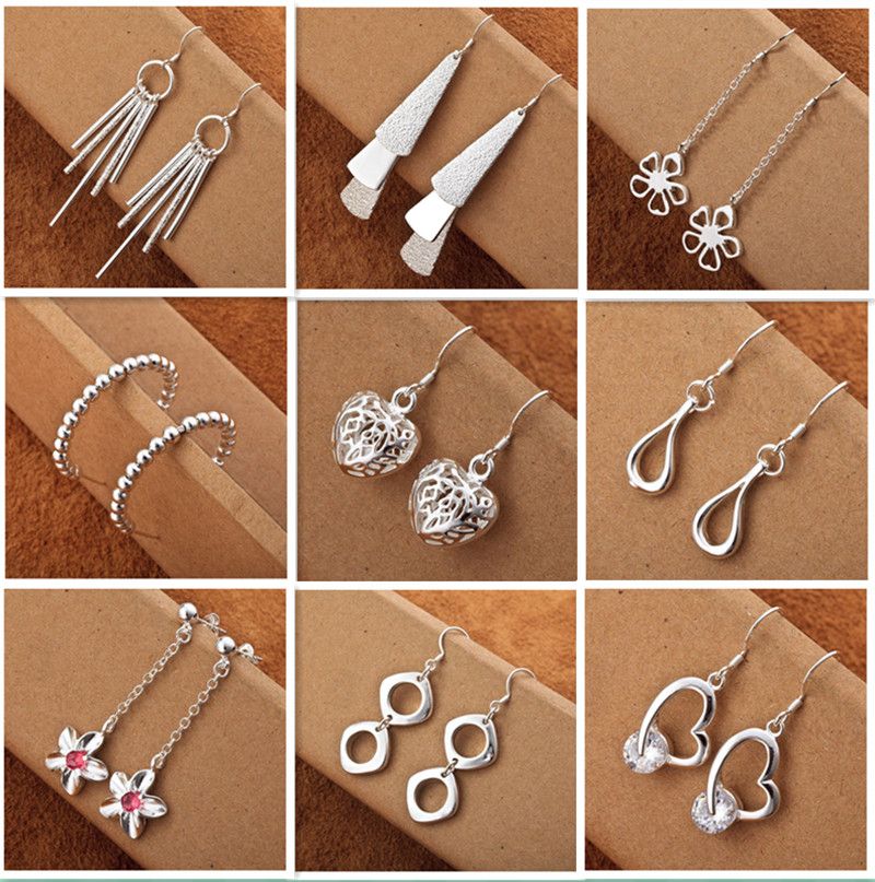 Online Cheap Mix Style 925 Silver Jewelry Charming Women/Girls Dangle Earrings Multi Choices