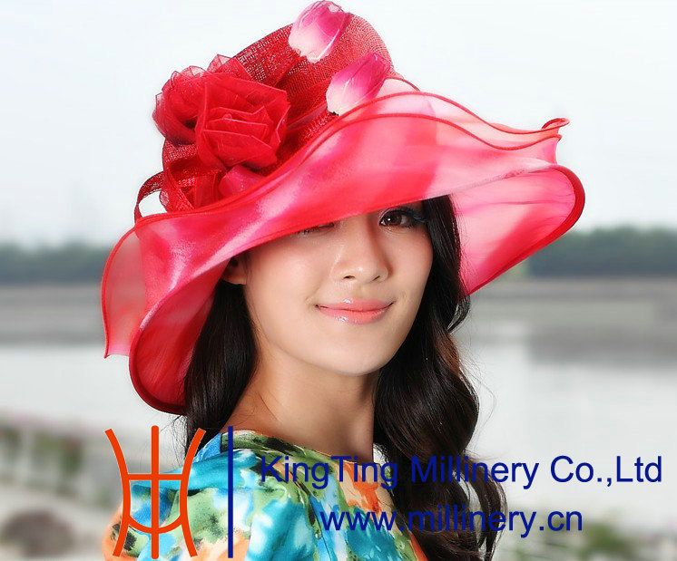 Women Summer Hat Sinamay Hat Church Hat With Organza Hat Brim For
