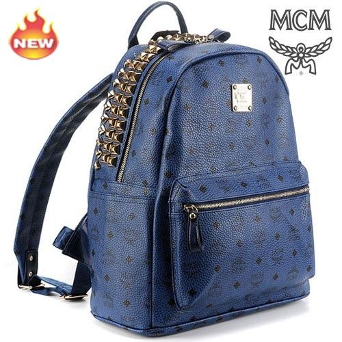 Elegant MCM Backpack Royal Blue Stark Visetos with Sparkling Rivet ... Elegant MCM Backpack Royal Blue Stark Visetos with Sparkling Rivet ...