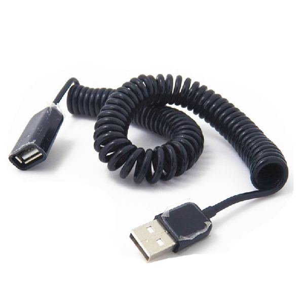 6.6ft Retractable Coiled Spring Usb 2.0 A Female To Male F/M Extension